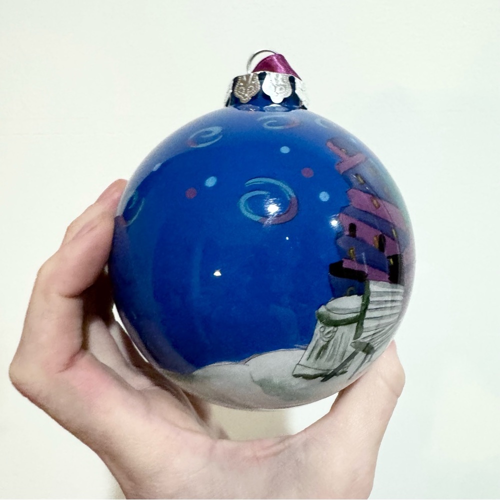 Hand-Painted Vintage Cirque De Soleil Large Blue Holiday Ornament - Picture 10 of 10